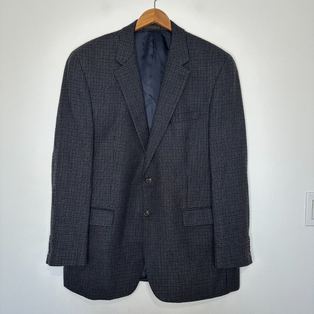 Lauren Ralph Lauren Sports Coat Size 46L Houndstooth Plaid Lambswool